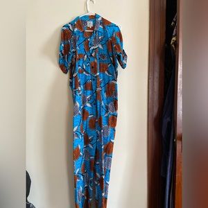 Blue Floral Print Jumpsuit
